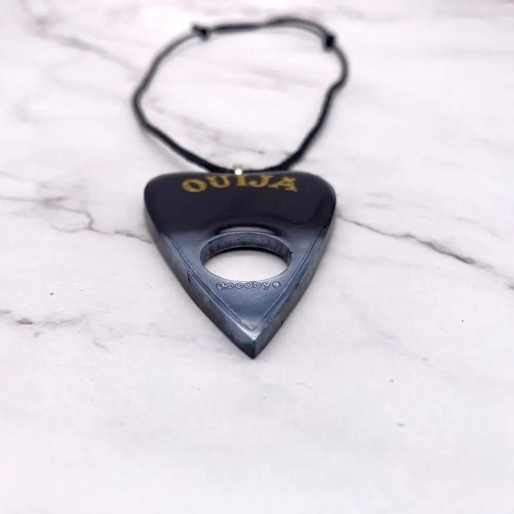 Black Silver Chrome Dipped Ouija Planchette Necklace